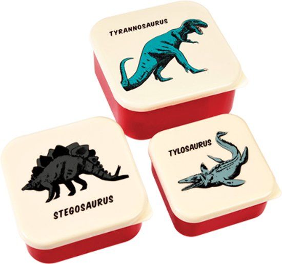 rex london Snackbox / opbergdoosjes set 'Dino' - 3 stuks