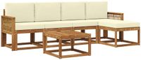 vidaXL - Bank loungeset - 5 zitplekken - Natuurlijk en crème - Polyester