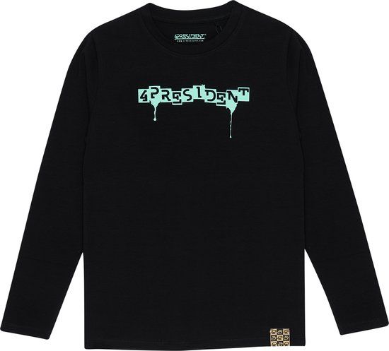 4PRESIDENT Alan-Black-98 T-shirt Korte mouw Kinderen Unisex Katoen Elastaan Zwart