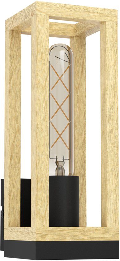 EGLO Nafferton Wandlamp - E27 - 10 cm - Hout - Zwart|Bruin