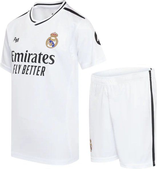 Real Madrid CF Real Madrid Thuis Tenue 2024/2025 - Maat 140 - Voetbaltenue Kinderen - Shirt en Broekje - Wit
