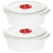 PlasticForte bol magnetron avec couvercle/valve - 2x - 1,5L - blanc - plastique