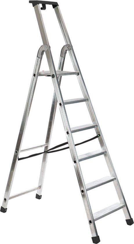 Escalo Quadra Industriele Trapladder - 6 treden - Enkel oploopbaar - 3.35 m werkhoogte - Aluminium