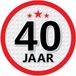 Bellatio Decorations 40 jaar leeftijd sticker - rond - Dia 15 cm - 40 jaar verjaardag - jubileum - leeftijd versiering