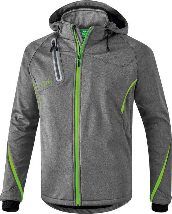 Erima Function Softshell Jas - Grijs Melange / Green Gecco - Maat XL - Mannen