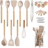 Non-branded 32-piece silicone kitchenware set - heat-resistant - kaki