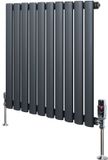 MonsterShop Monster Group BV Ovale radiator 1 kolom - 600x600 mm - Antracietgrijs - thermostaatkraan