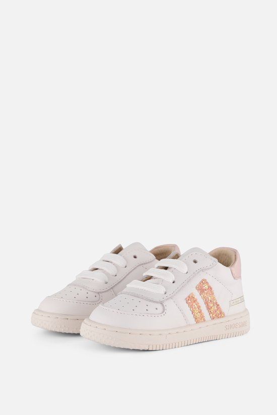 Shoesme Wit-Roze Sneakertje - Sneakers Kinderen - Meisjes - White Peach - Leer - Maat 20