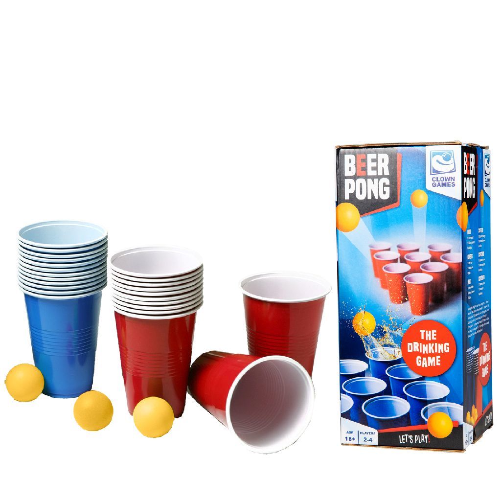 Clown Games Beer Pong - Beer Pong Game Set with 20 Cups and 6 Balls