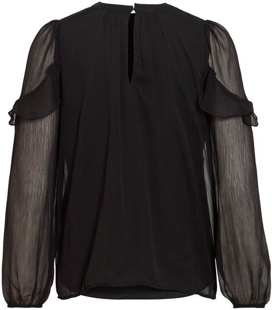 VILA VIELLY L/S FLOUNCE TOP - NOOS - Dames - Blouses - Zwart - Maat 40