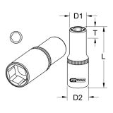 KS Tools 3/4\" zeskant bus, lang, 30mm