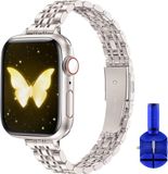 By Qubix - Stalen slim fit band - Sterrenlicht / Starlight - Geschikt voor Apple Watch 44mm / 45mm / 46mm / 49mm