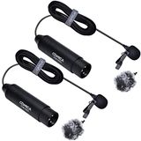 Comica Lavalier-microfoon, CVM-V02O reversmicrofoon Ondersteuning 48V fantoomvoeding, 1,8M (5,9ft) 3-pins XLR-microfoon voor Canon/Nikon/Sony/Panasonic/DSLR-camera/camcorder/Tascam/audiomixer (2stuks)
