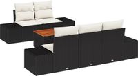 vidaXL Tuinbank Set 6-delig Zwart en Crème Polyrattan