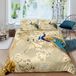 Housse de couette avec paons et fleurs, taille unique