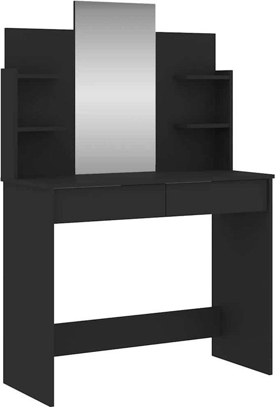 vidaXL Kaptafel met spiegel - Zwart