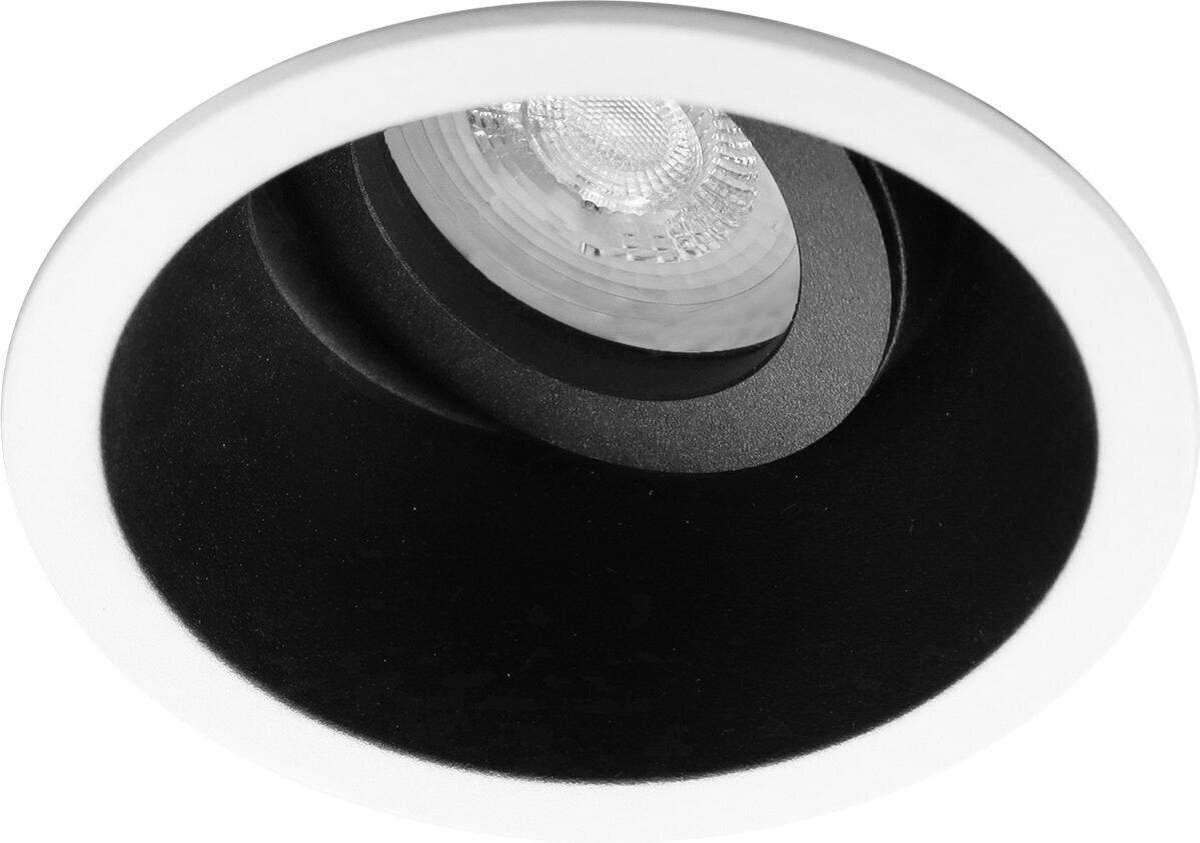 Qualu Spot Armatuur GU10 - Proma Zano Pro - Inbouw Rond - Mat Zwart/Wit - Aluminium - Kantelbaar - Ø93mm