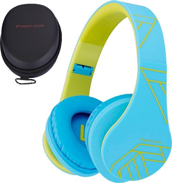 PowerLocus P2 - Draadloze Over-Ear Hoofdtelefoon voor Kinderen - Bluetooth - Blauw/Groen