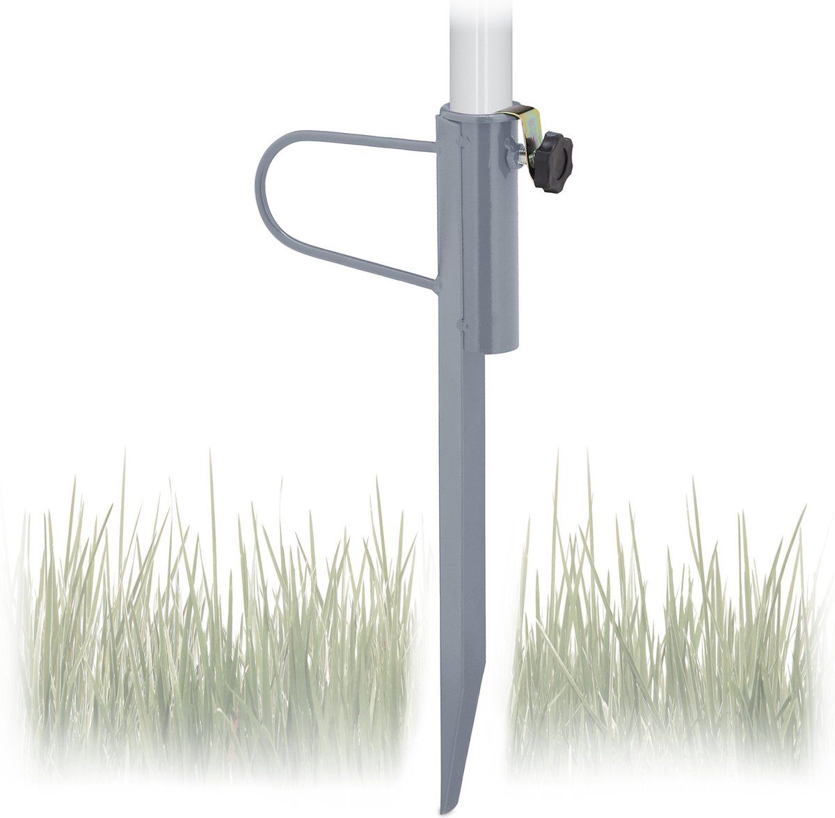 Relaxdays Grondanker Parasol - Grijs - Metalen Parasolhouder - Parasolplug Grond - Staal