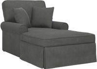 vidaXL Chaise Lounge met Rok Donkergrijs Corduroy Stof