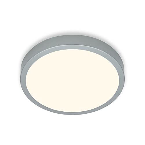 Briloner -plafondlamp LED, plafondlamp, warmwit licht, opbouwlamp, opbouwlamp, zilverkleurig, Ø380x50 mm