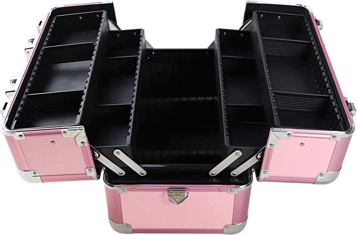 MEGA BEAUTY SHOP Aluminium koffer fuchsia roze/beautycase/make up koffer/nagelstyliste koffer