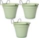 Florus 3 x Florus Hangpot Kunststof - Oudgroen - D.20 H17 cm - Balkon Bloempot Relingpot