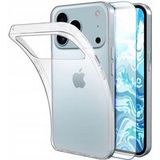 Apple iPhone 17 Pro Max - housse etui silicone gel fine + verre trempe - TRANSPARENT TPU