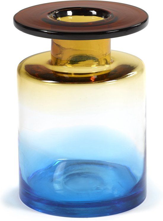 Serax Vaas Wind & Fire - Blauw/Amber - Glas - 27cm