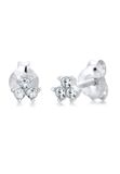 Elli - Oorbellen - Dames oorsteker Geo Trio Fijn met kristal in 925 sterling zilver