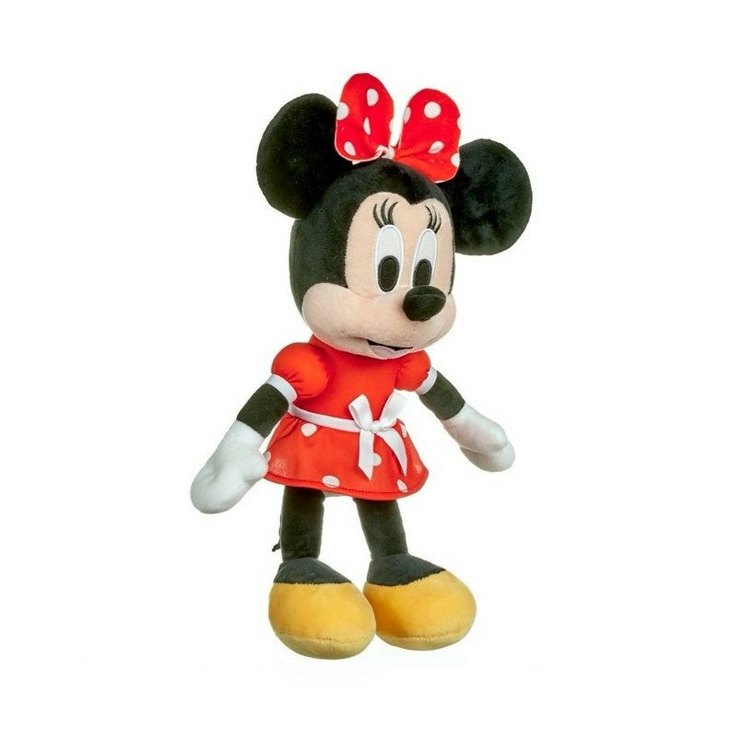 Disney pluche knuffel minnie mouse in rode jurk 30 cm - knuffelberen