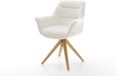 DELIFE Eetkamerstoel Kaira-Flex houten frame hoekig natuur bouclé zacht beige 360° draaibaar