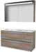 Basic Line Premium 46 Badkamermeubelset - 120 x 46 cm - Greeploos - 2 Lades - Keramische Wastafel - 2 Kraangaten - Spiegelkast met LED Verlichting - Scotch Oak