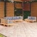 Prolenta Maison Exclusive - Tuinset voor de tuin, 8-delig, met grijze kussens, gemaakt van massief grenenhout