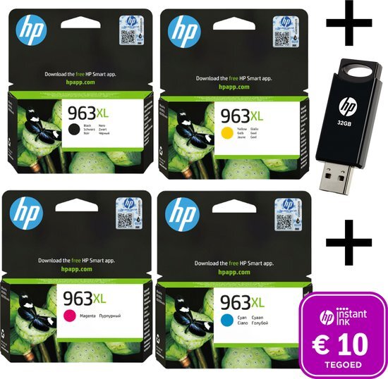 HP 963 XL Multi Bundel - Met Gratis 32 GB USB Stick & Instant Ink tegoed