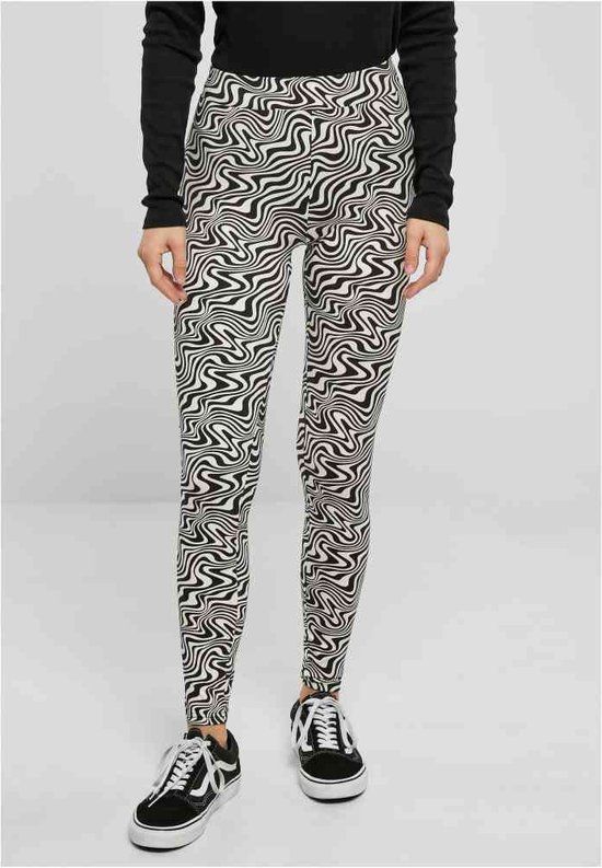 Urban Classics Soft AOP psychedelicblack Legging - Women - 4XL - Black/White