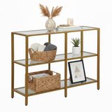 Merkloos Relaxdays Sidetable glas - 73x100x30 cm - metaal - goud