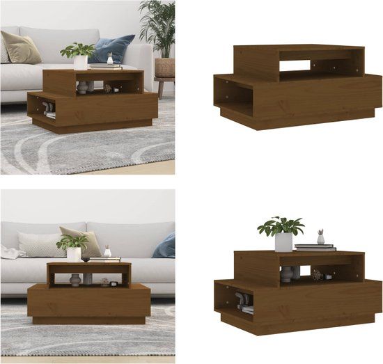 vidaXL Salontafel 80x55x40,5 cm massief grenenhout honingbruin