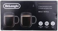 De'Longhi DLSC327 Dubbelwandige Glazen Bekers - Transparant - 2 Stuks