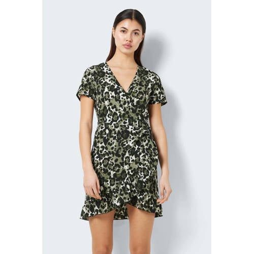 NOISY MAY NMCLARA Wrap Dress with All Over Print - Black, Green