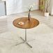 Pangivo Table d'appoint ronde table basse en MDF noyer et piètement en métal chromé argent