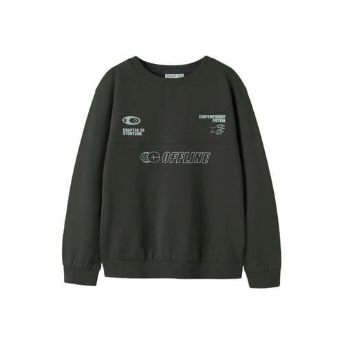 NAME IT KIDS sweater met backprint - antraciet