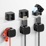 GlasFlength Kabelclips, 6 stuks, magnetische clipkabel met zelfklevende clips, kabelbeheer, oplader, kabel, organizer, nachtkastje, keuken (zwart)