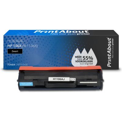 PrintAbout Huismerk HP 106X (W1106X) Toner Zwart Hoge capaciteit