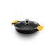 Castey Ondiepe braadpan met deksel van gehard glas, 24 cm, gegoten aluminium, zwart en geel, 30 x 24 x 6 cm