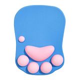 DOBAOJIA Schattige Cat Paw Muismat, Ergonomische Muismat met Polssteun, Siliconen Gel Mouse Pad, voor thuis/kantoor/gaming, Blauw en Roze