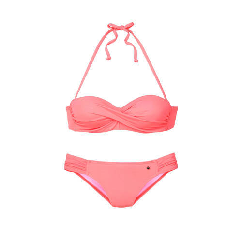 s.Oliver s.Oliver voorgevormde strapless bandeau bikini zalmroze