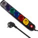 Maclean 6-voudige stekkerdoos met schakelaar 1,5 kabel Verlengstrip Meerdere stekkerdozen Kinderbescherming Wandmontage 2500W (Zwart/veelkleurig, 6-Voudige Stekkerdoos)