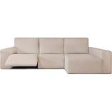 ECOMMERC3 Bankhoes voor chaise longue, lang hoekdeel rechts, met ontspanning, hoes voor chaise longue, linnen, bi-elastisch, ademend en eenvoudig aan te brengen, met schuimstoffen en elastieken
