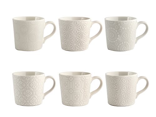 H+H H & H Silhouette Set met 6 koffiekopjes, Stoneware, wit, 80 ml